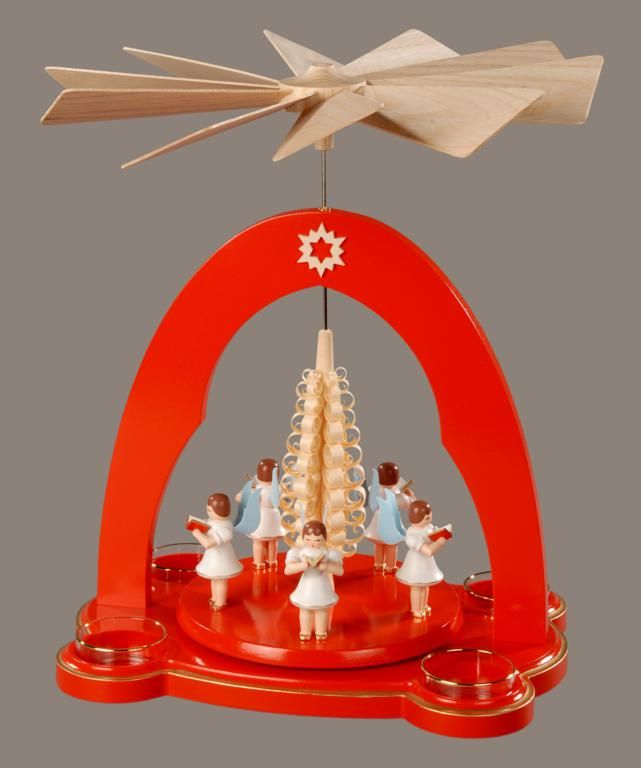 Pyramide, rot - 5 Engel Spanbaum mit